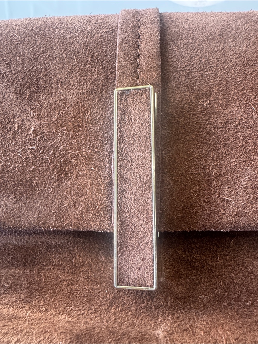 Italian Suede Leather Crossbody with incredible gold hardware and amazing clasp - Picture 4 of 10